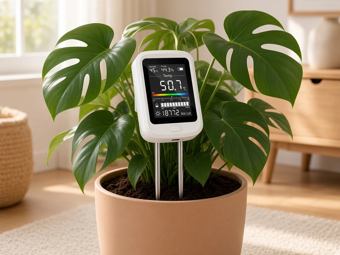 PlantSays reading the soil of a potted monstera